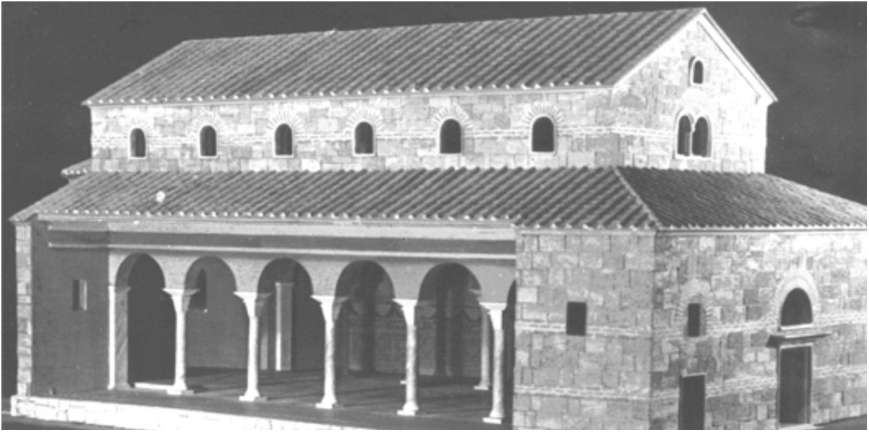 Рис. 3. Западная базилика, объемная реконструкция Ю.Г. Лосицкого Рис. 3. Западная базилика, объемная реконструкция Ю.Г. Лосицкого