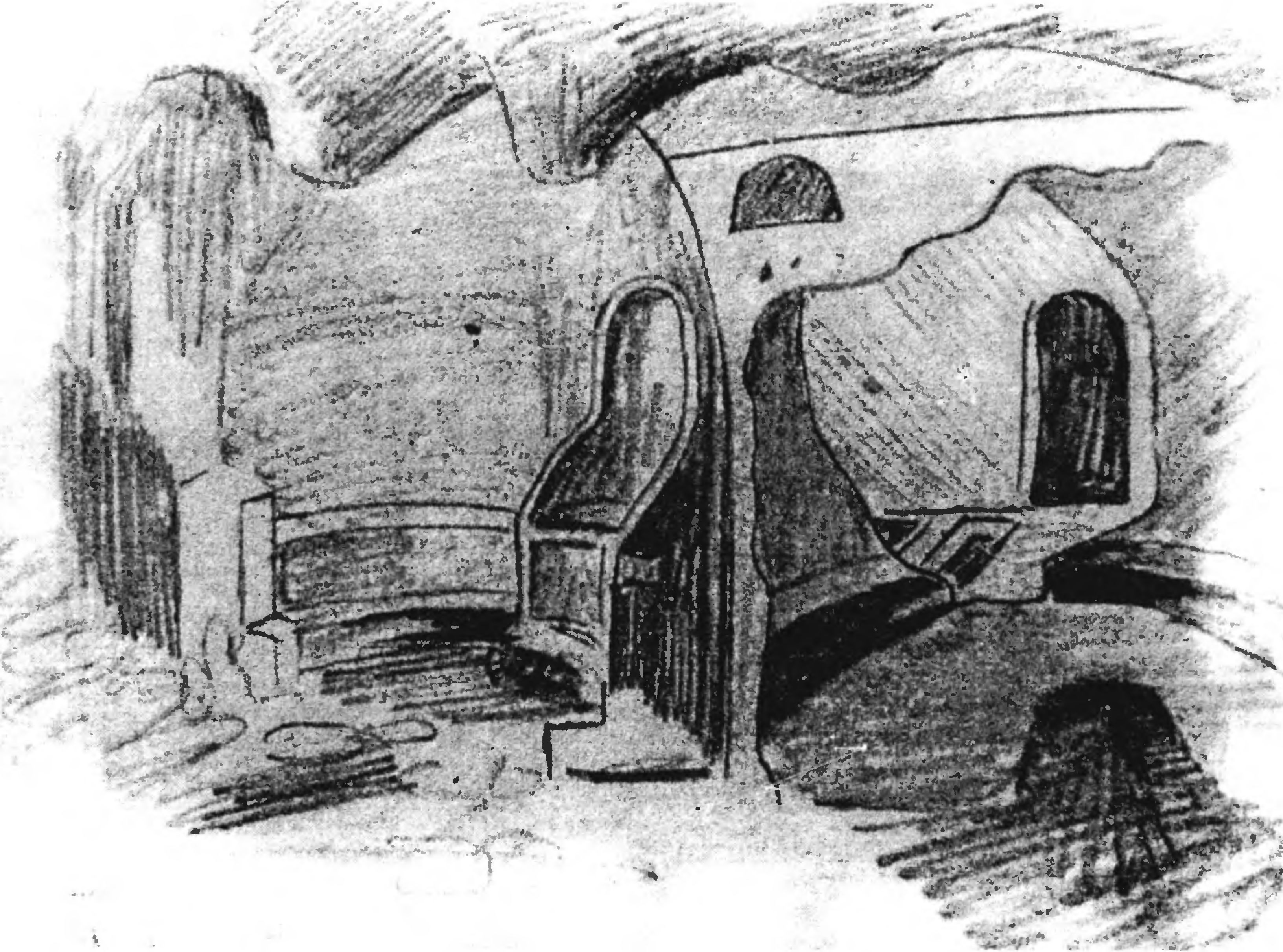 Рис. 159. Эски-Кермен. «Судилище». Рисунок алтарной части по Г. Караулову Рис. 159. Эски-Кермен. «Судилище». Рисунок алтарной части по Г. Караулову