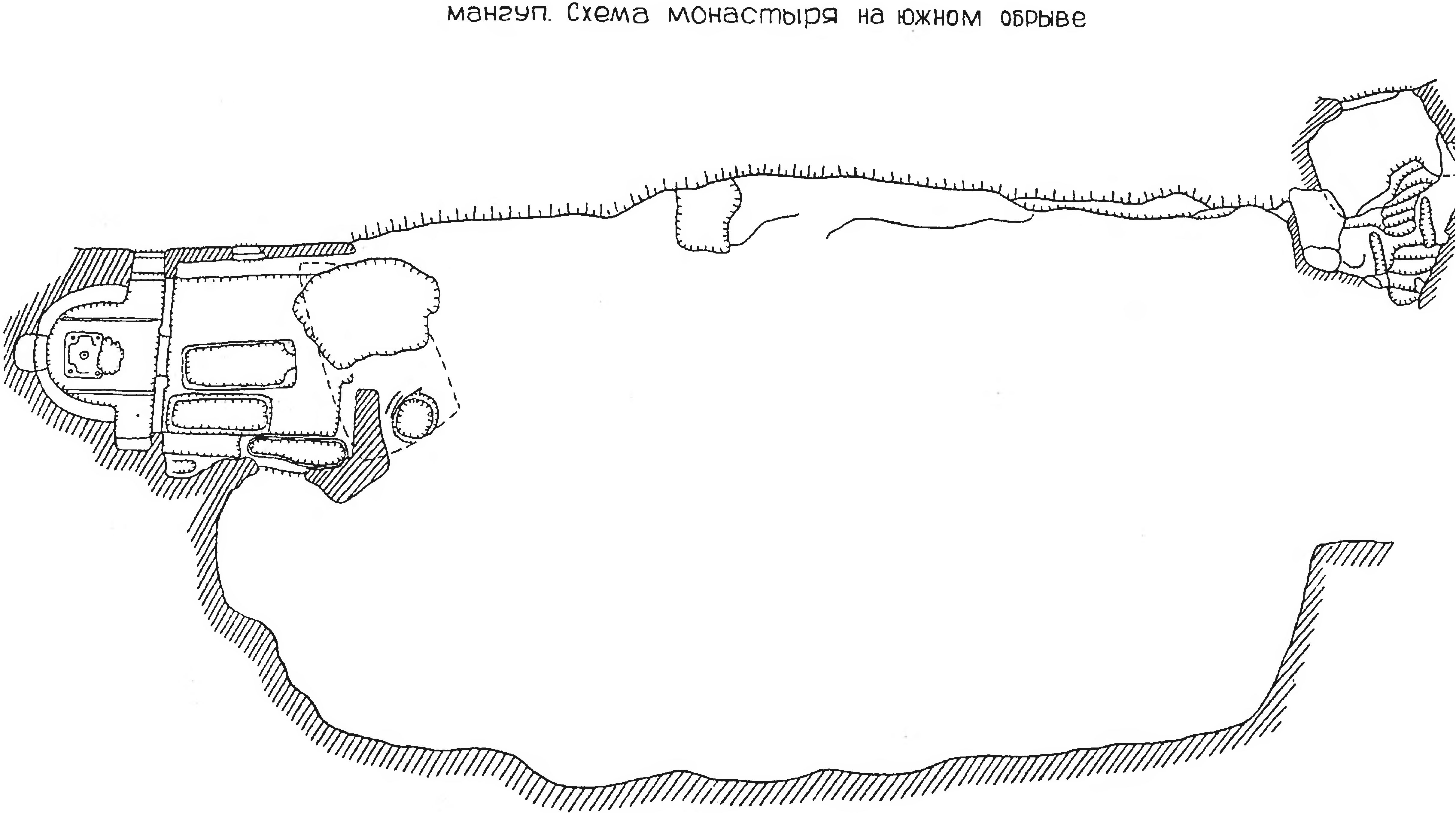 Рис. 241. Мангуп. Южный монастырь. План-схема Рис. 241. Мангуп. Южный монастырь. План-схема