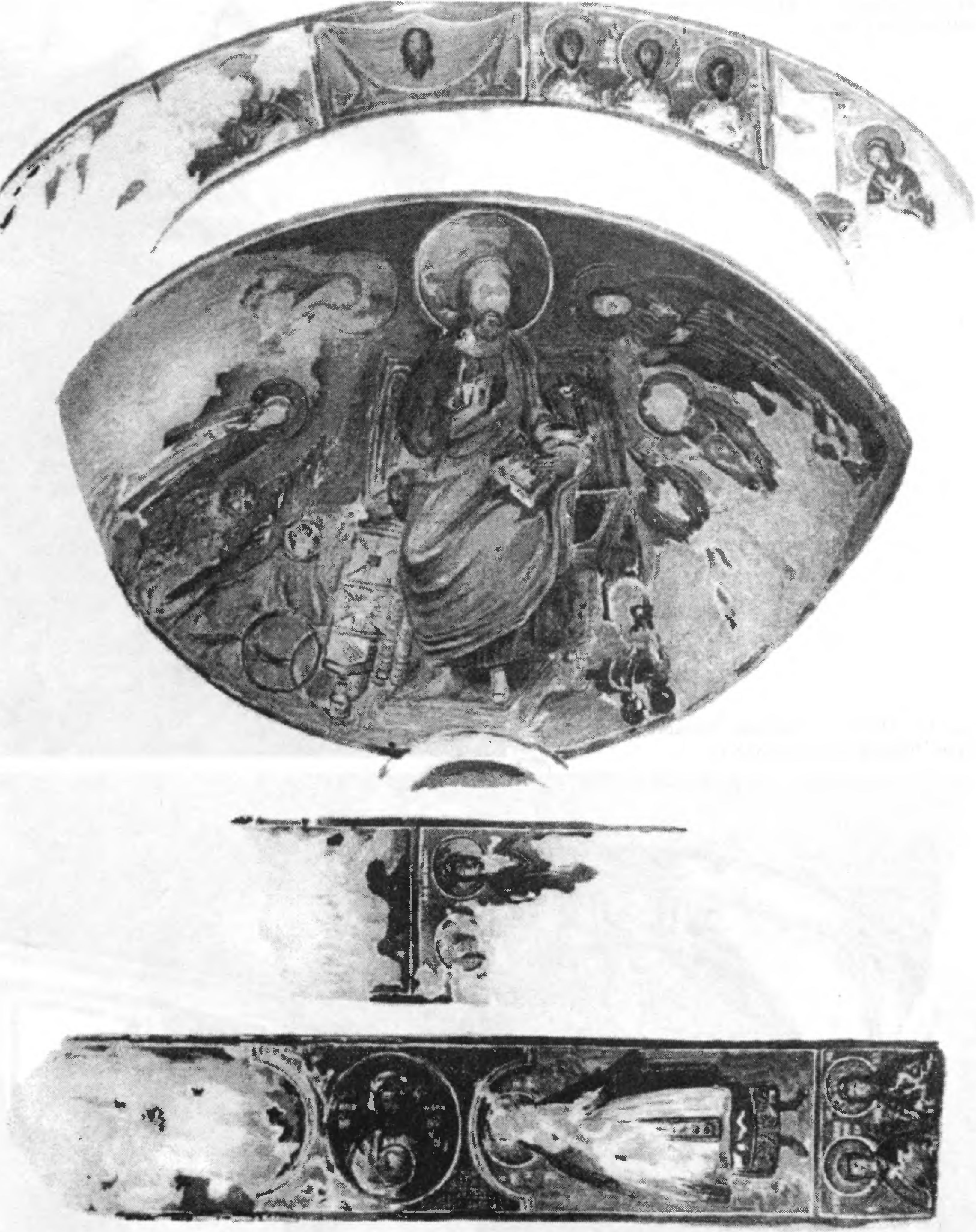 Рис. 278. Мангуп. Южный монастырь. Храм. Фрески. С рис. Вебеля, середина XIX в. Рис. 278. Мангуп. Южный монастырь. Храм. Фрески. С рис. Вебеля, середина XIX в.