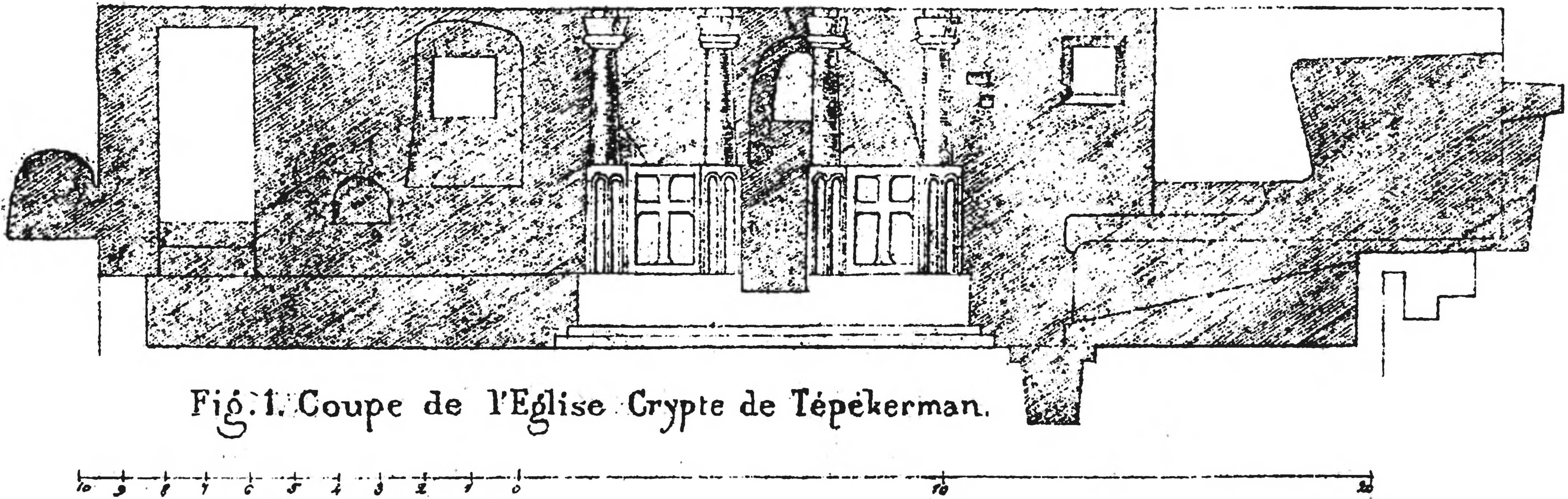 Рис. 319. Тепе-Кермен. «Церковь с баптистерием» по Дюбуа де Монпере Рис. 319. Тепе-Кермен. «Церковь с баптистерием» по Дюбуа де Монпере