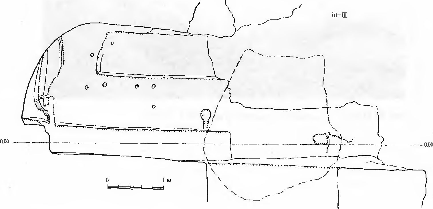 Рис. 59. Инкерман. Загайтанская скала. Церковь № 4. Разрез III—III Рис. 59. Инкерман. Загайтанская скала. Церковь № 4. Разрез III—III